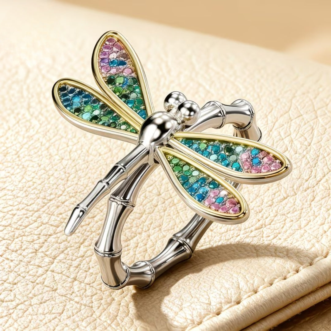 Rainbow Mosaic Dragonfly Ring