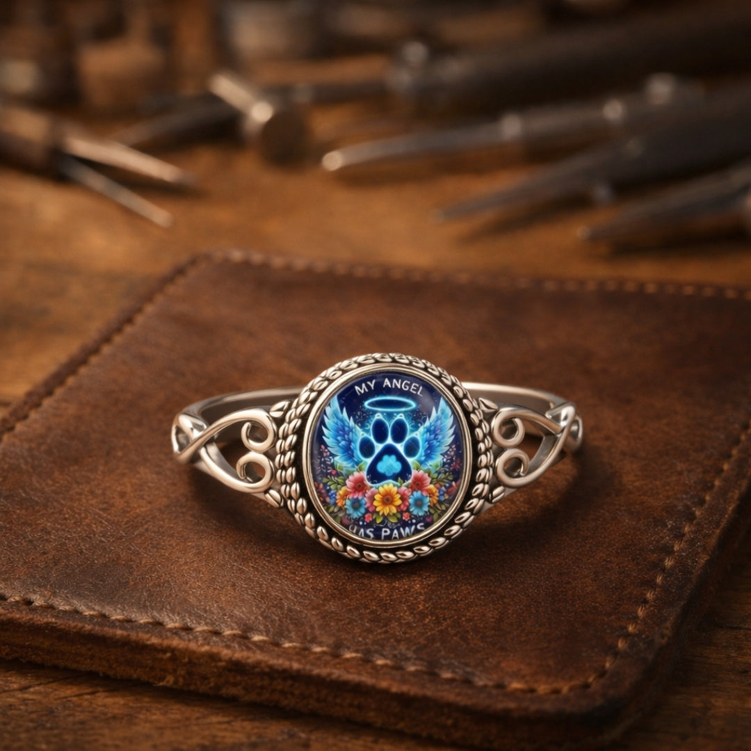 Artisan "My Angel Has Paws" Memorial Ring