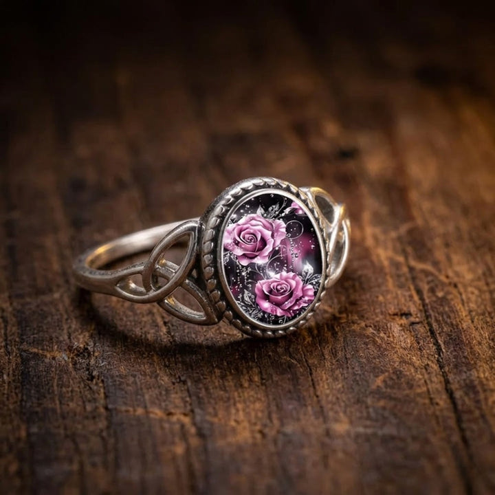 Rose Floral Seal Silver Ring