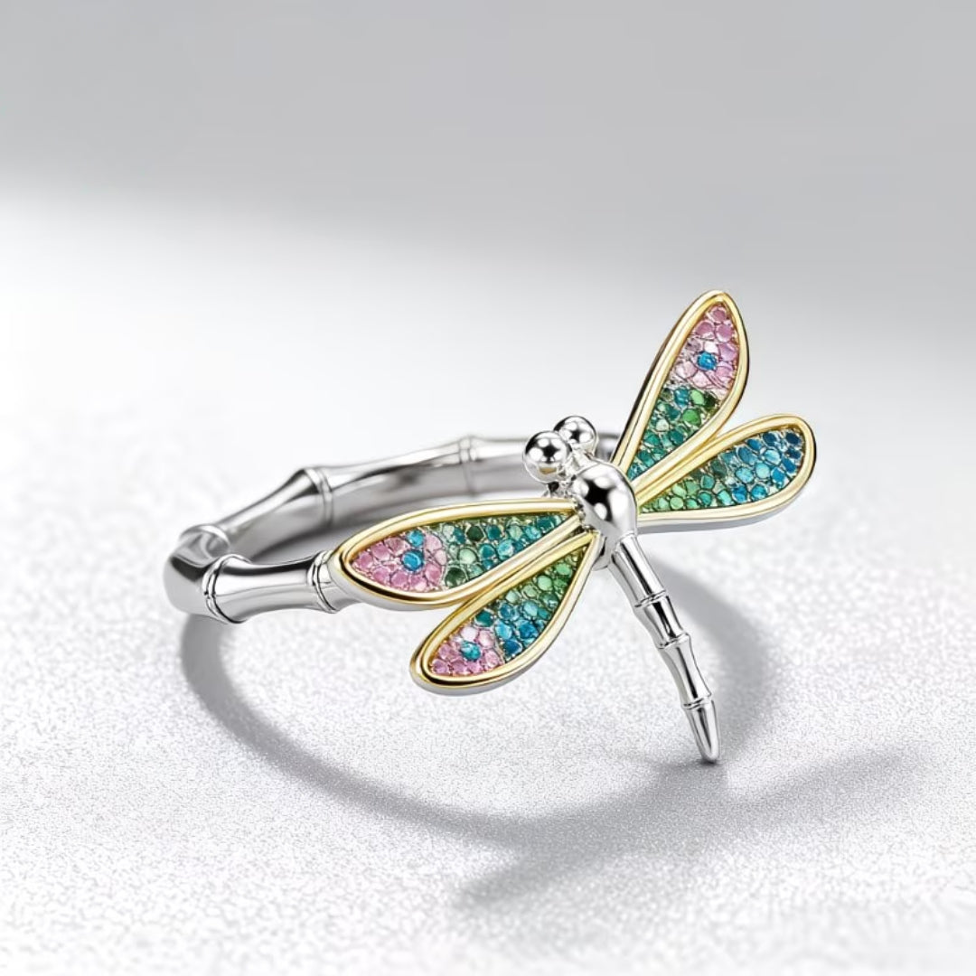 Rainbow Mosaic Dragonfly Ring