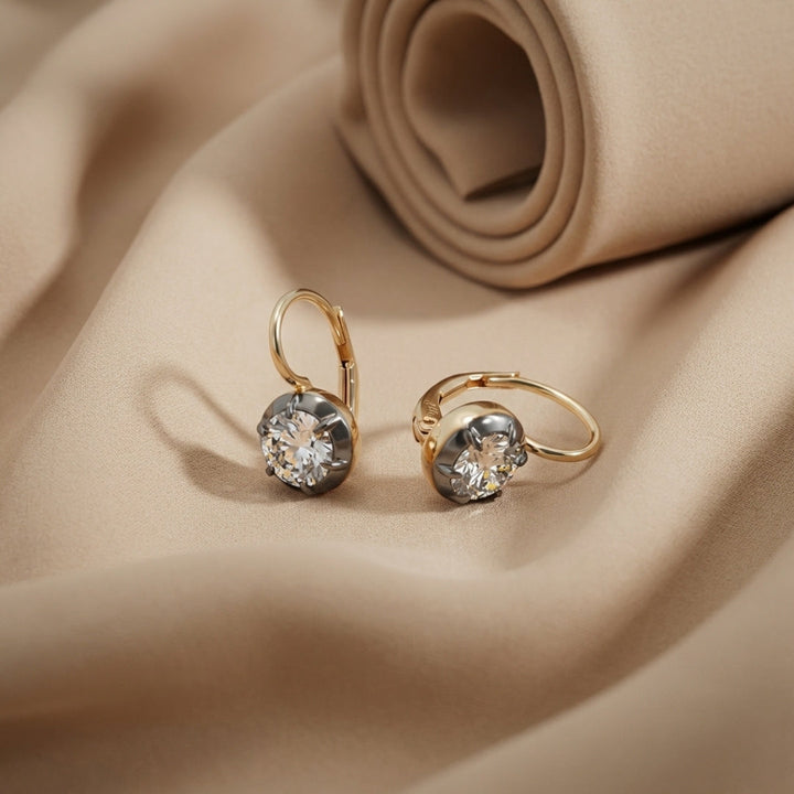 Rosette Black Rhodium Round Diamond Earrings