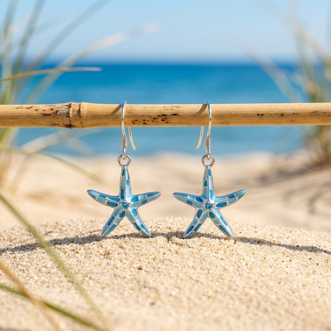 Blue Starfish Earrings