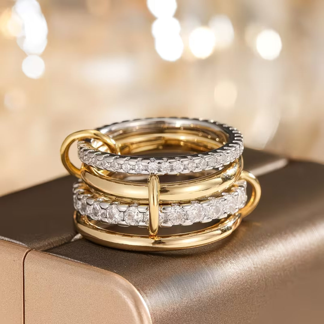 Multi-Row Stacked Zirconia Ring