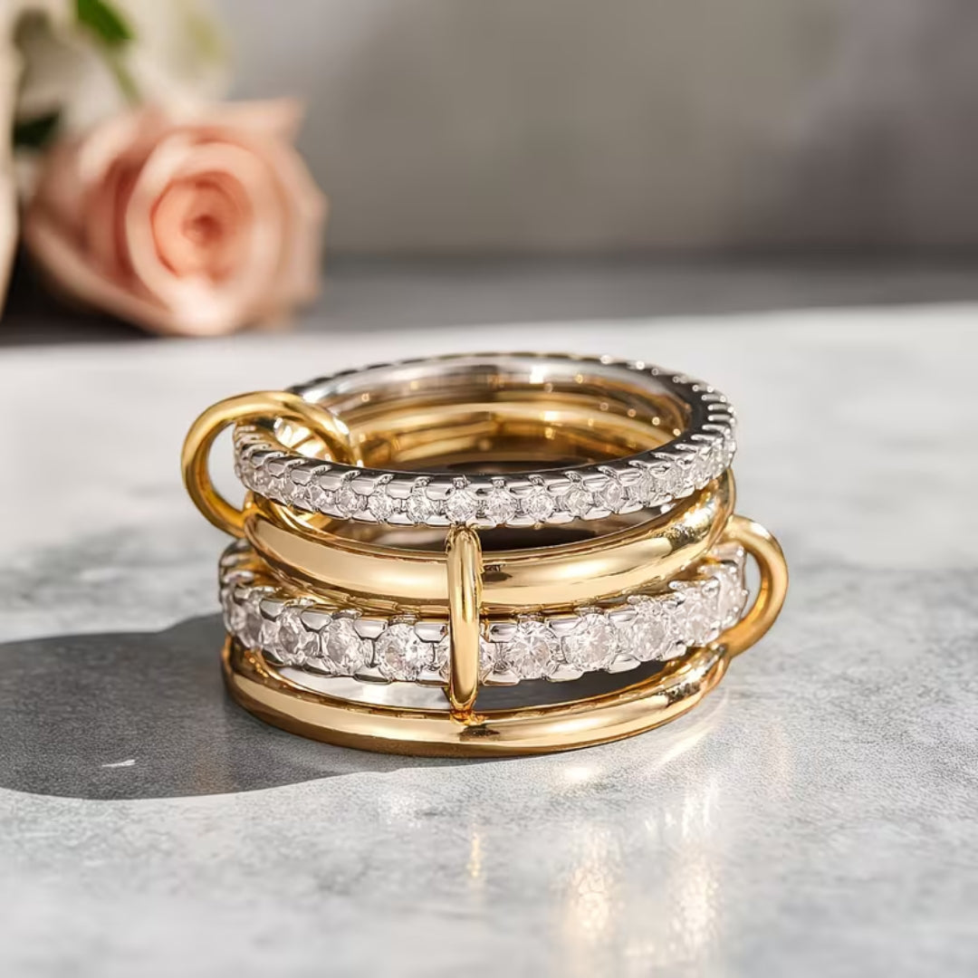 Multi-Row Stacked Zirconia Ring