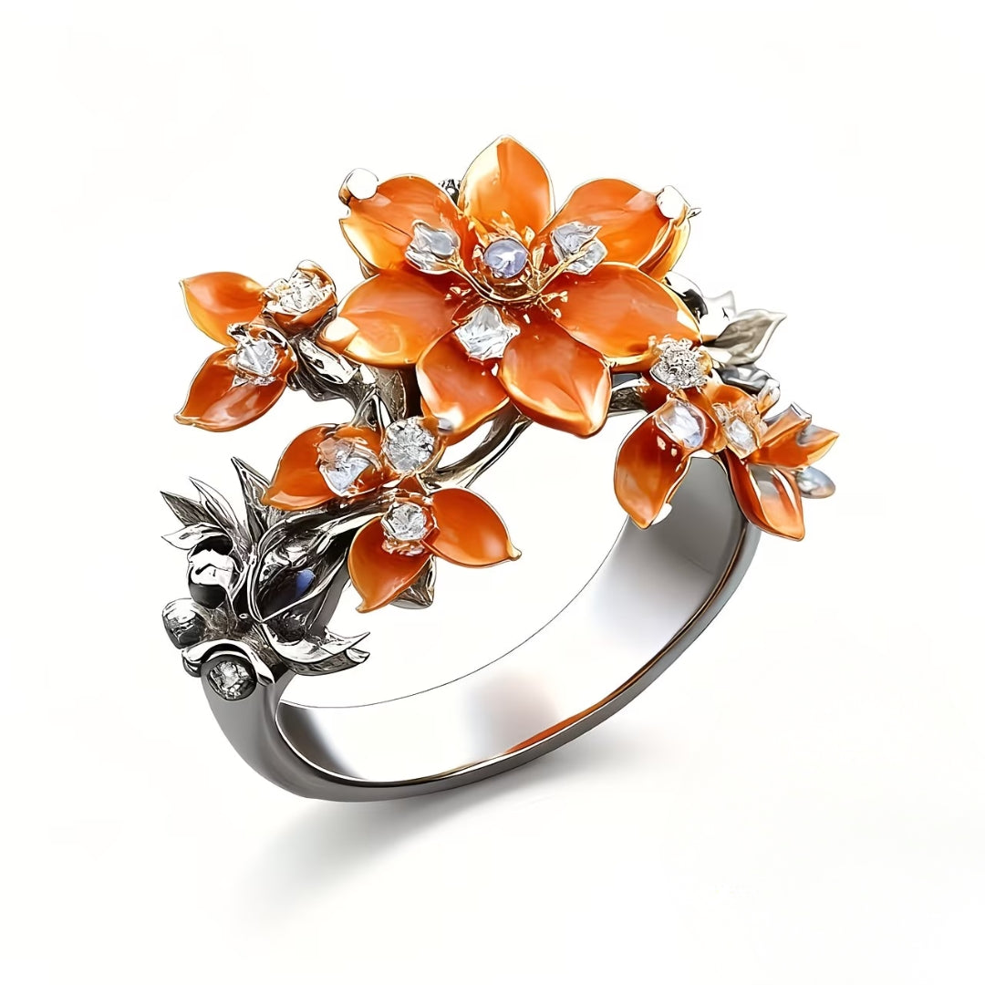 Vibrant Orange Blossom Ring