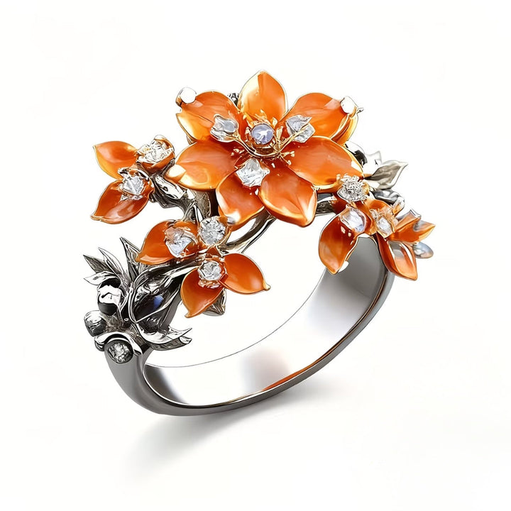 Vibrant Orange Blossom Ring