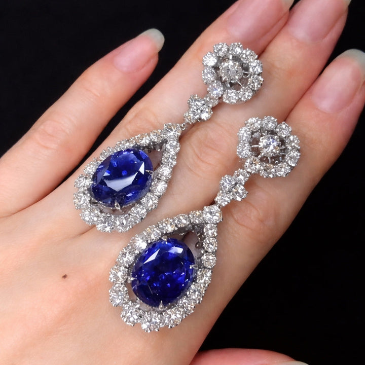 Luxury Blue Teardrop Chandelier Earrings