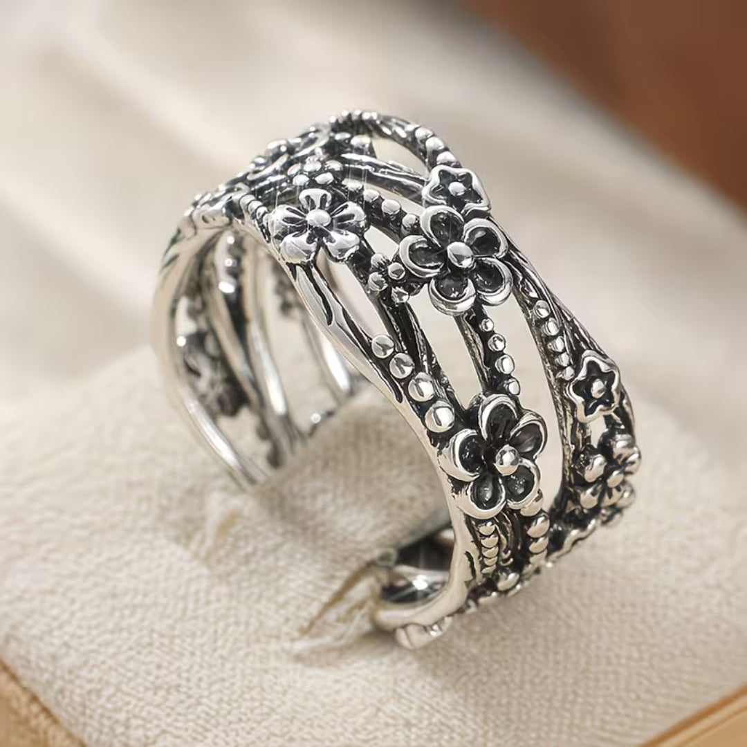 Silver Floral Garden Stack Ring
