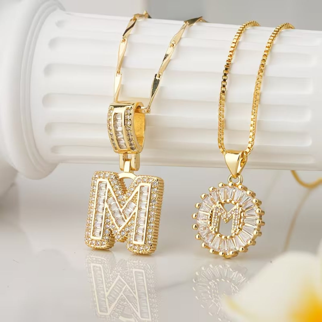 Baguette Initial Pendant Necklace