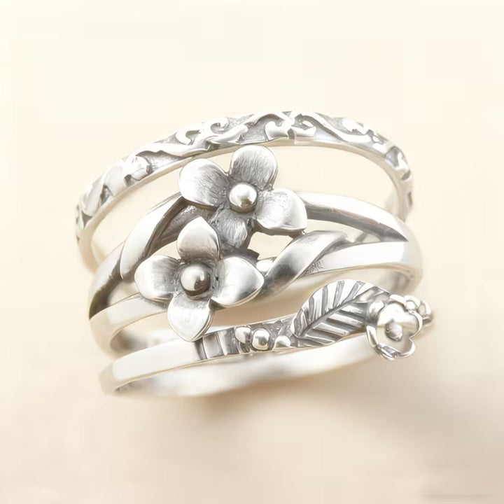 Silver Floral Vine Stack Ring