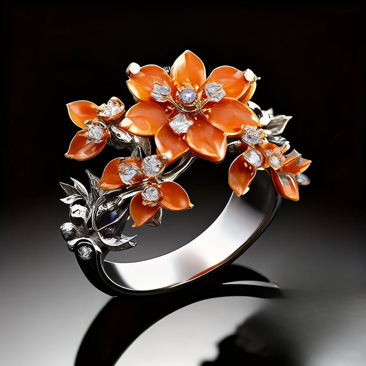 Vibrant Orange Blossom Ring