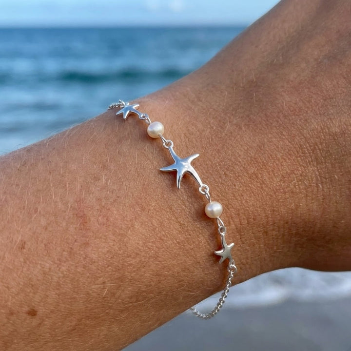 Silver Ocean Pearl Bracelet