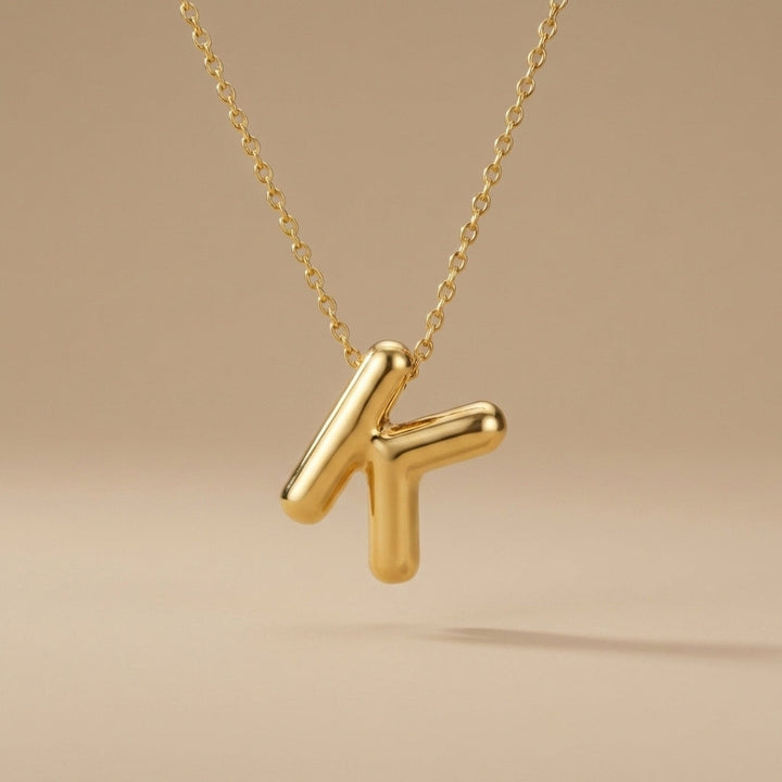 Bubble Letter Initial Necklace