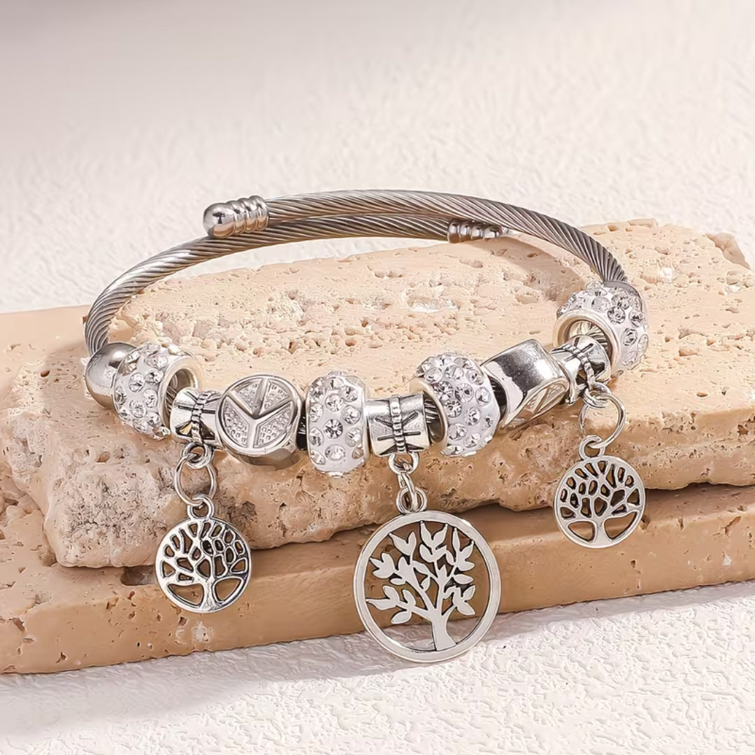 Tree of Life Silver Charm Bracelet