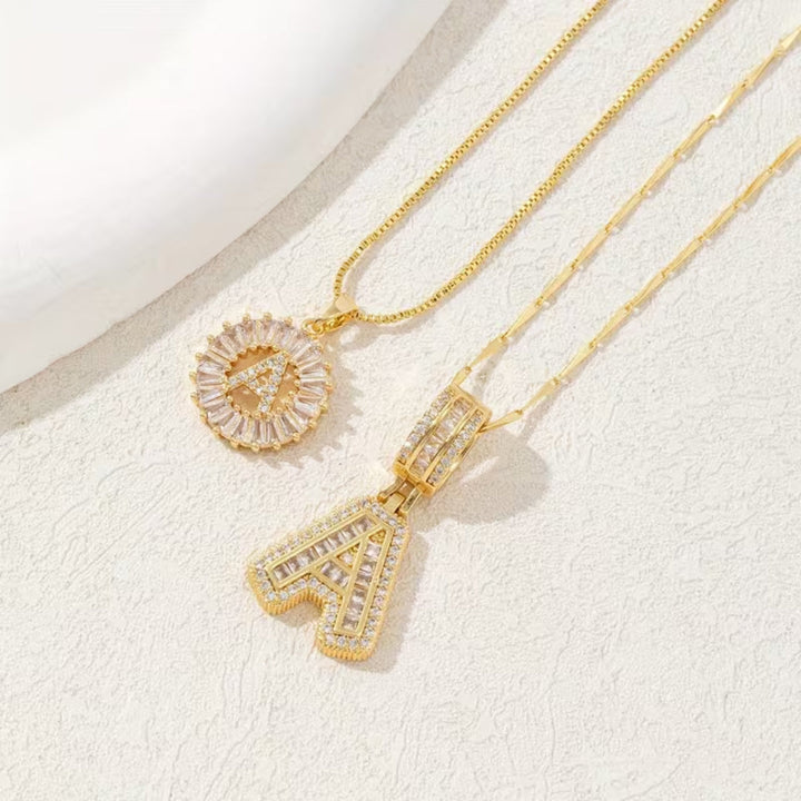 Baguette Initial Pendant Necklace
