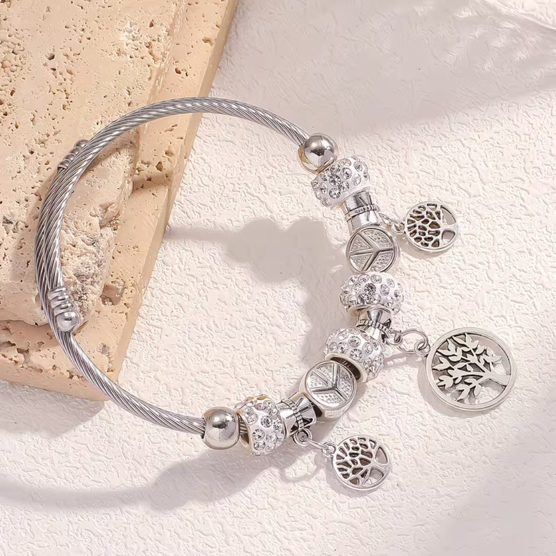 Tree of Life Silver Charm Bracelet