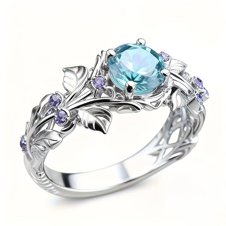 Enchanted Light Blue Floral Ring