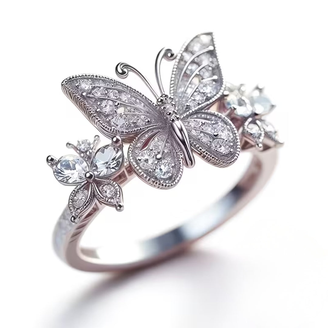 Crystal Pave Butterfly Ring