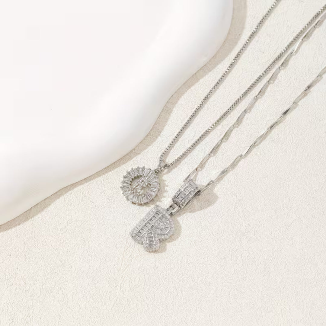 Baguette Initial Pendant Necklace