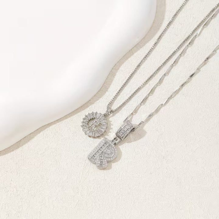 Baguette Initial Pendant Necklace