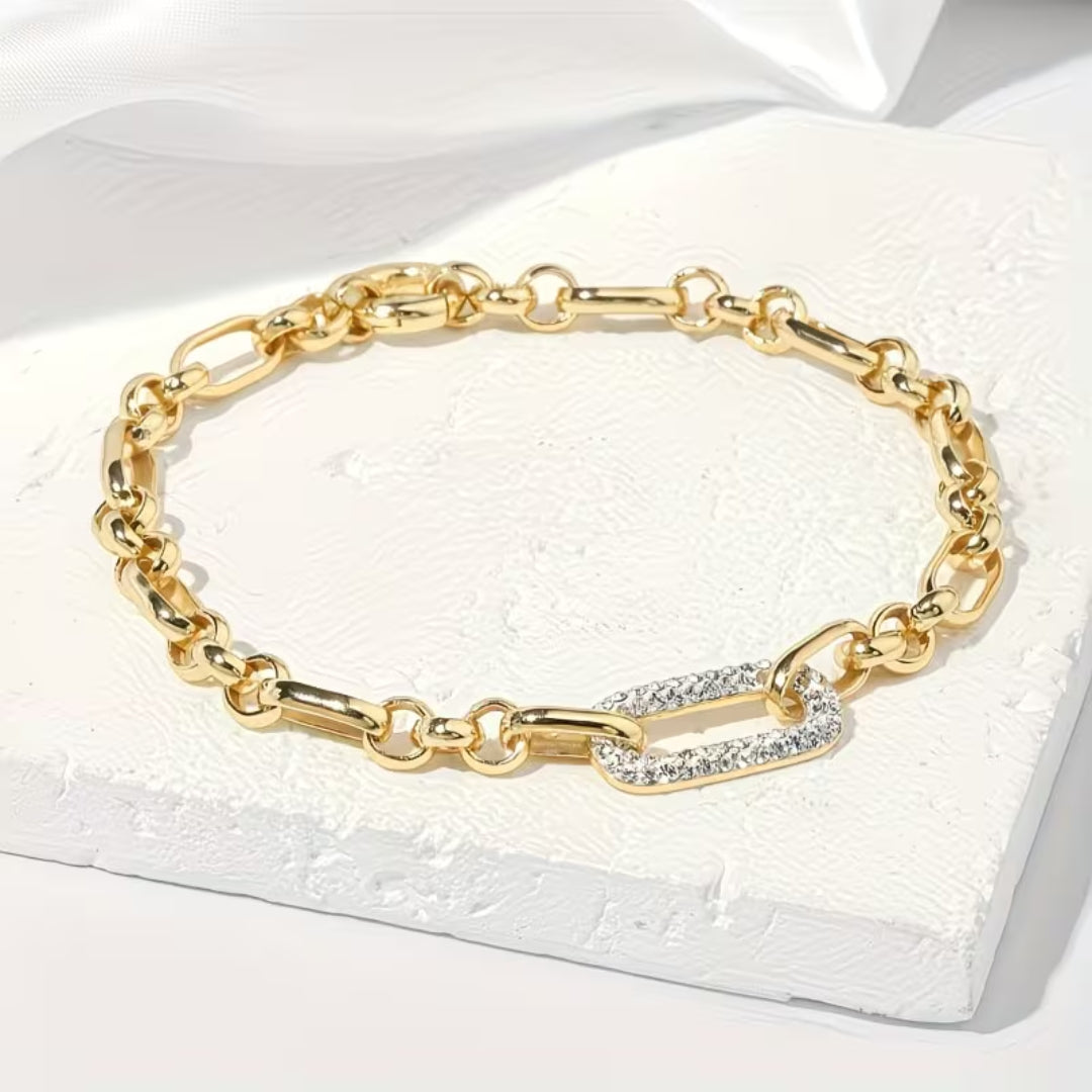 Pave Link Accent Chain Bracelet