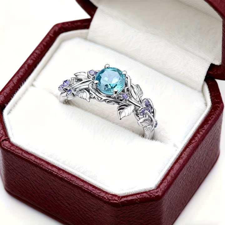 Enchanted Light Blue Floral Ring
