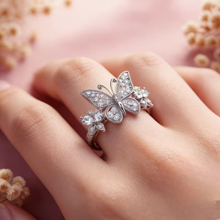 Crystal Pave Butterfly Ring