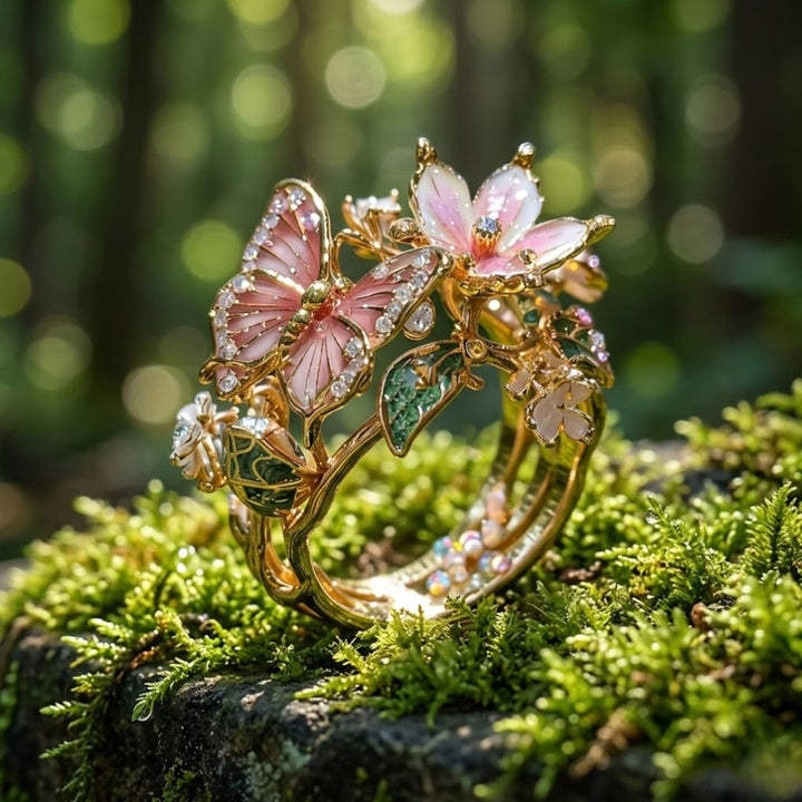 Nature Bright Butterfly Zirconia Ring