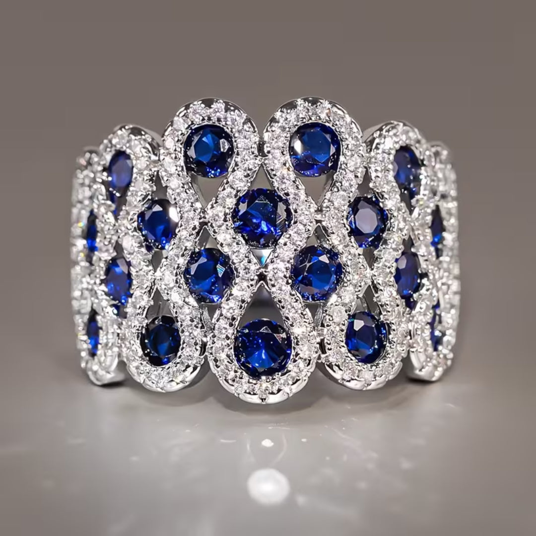 Wide Infinity Blue Pave Ring