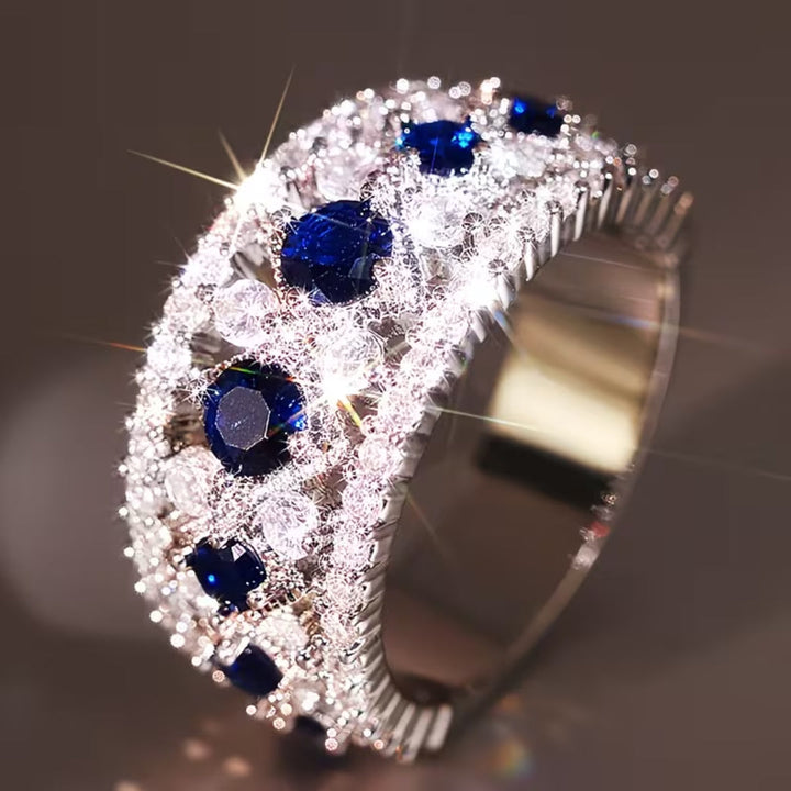 Multi-Row Sapphire Blue Pave Ring