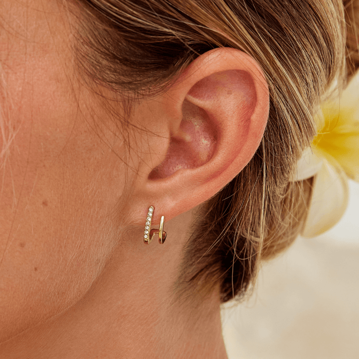 18K Gold &amp; Crystal Claw Earrings