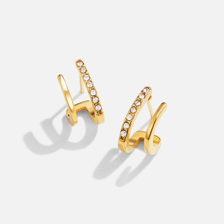 18K Gold &amp; Crystal Claw Earrings
