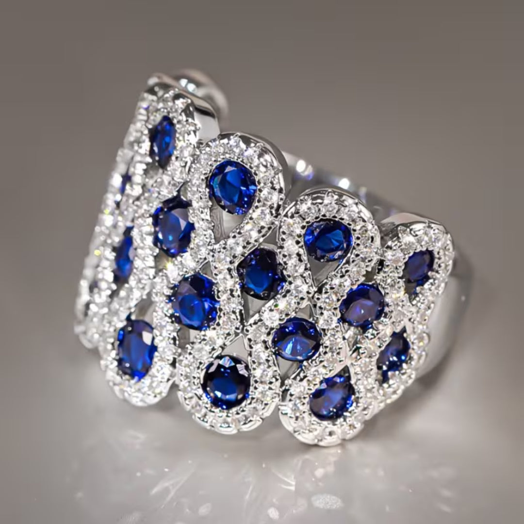 Wide Infinity Blue Pave Ring