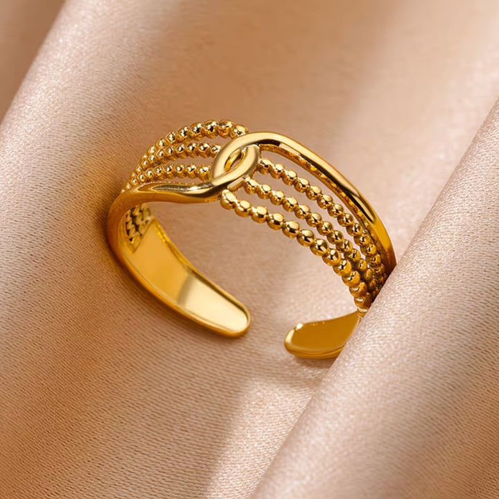 Beaded Knot Multi-Strand Ring