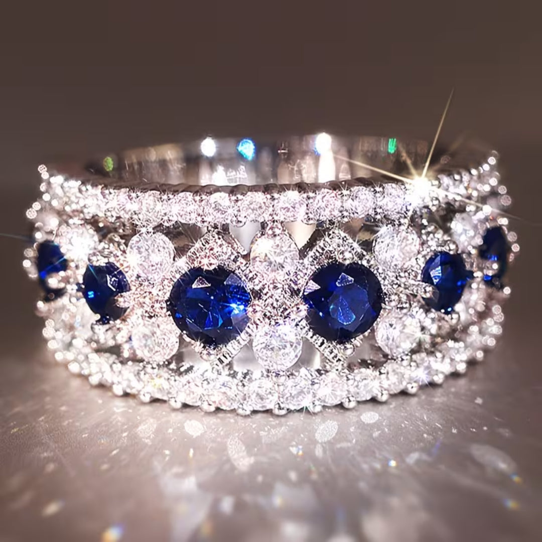 Multi-Row Sapphire Blue Pave Ring