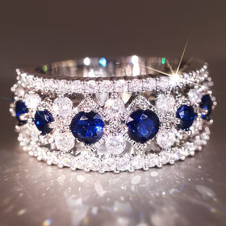 Multi-Row Sapphire Blue Pave Ring