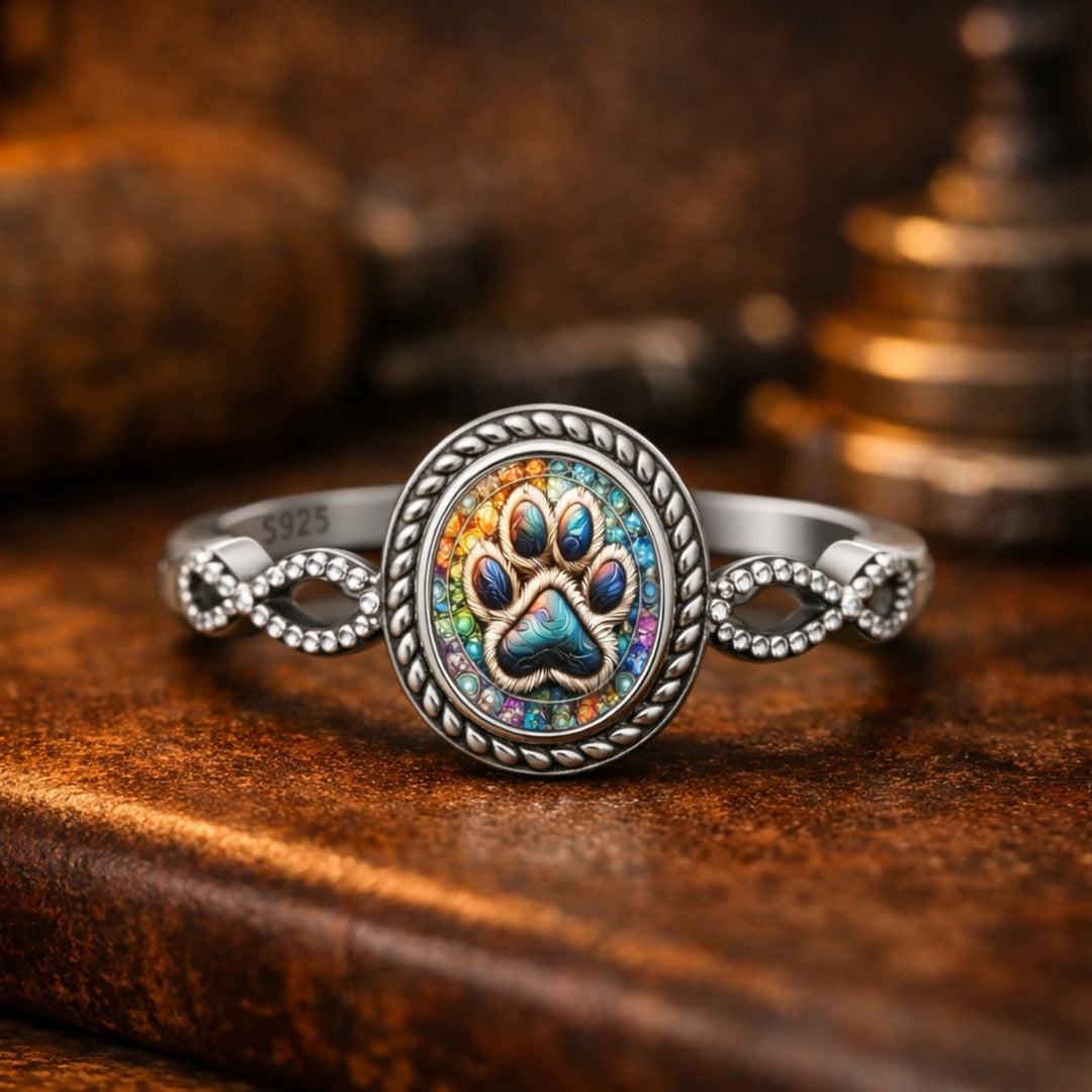 Artistic Stained Glass Paw Ring