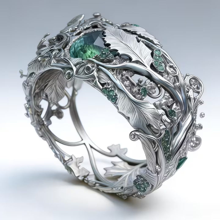 Elven Vine Green Crystal Ring