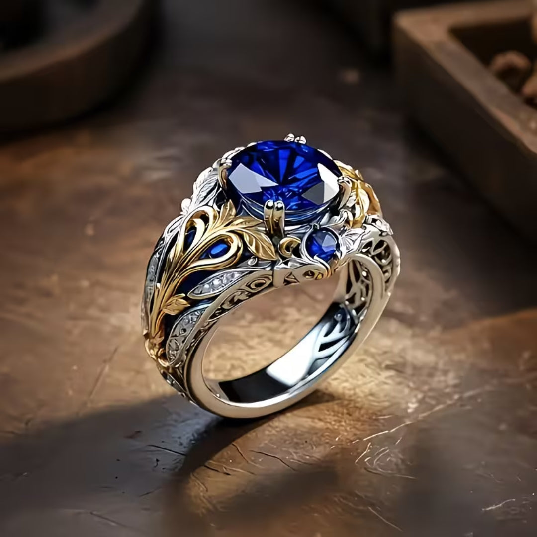 Royal Blue Vintage Floral Ring