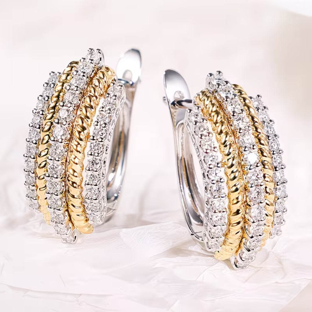 Multi-Row Rope &amp; Pave Hoop Earrings