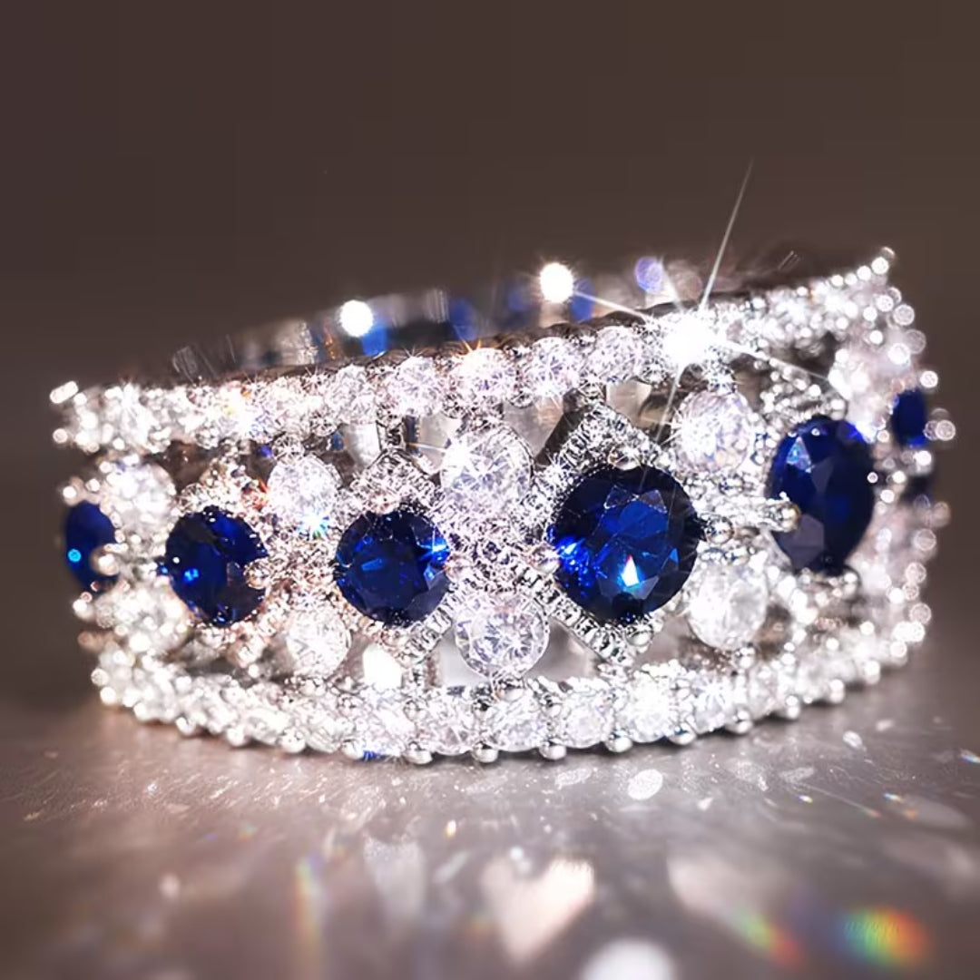 Multi-Row Sapphire Blue Pave Ring