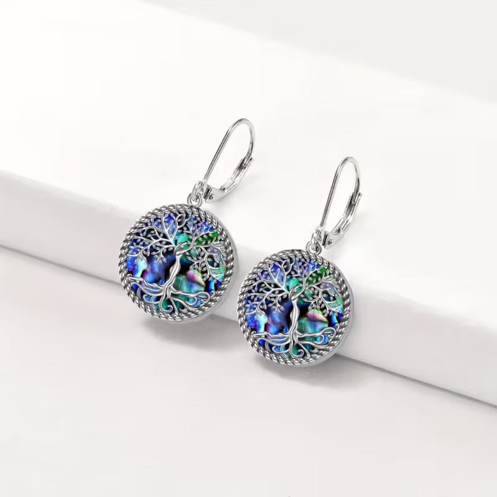 Abalone Tree of Life Drop Earrings