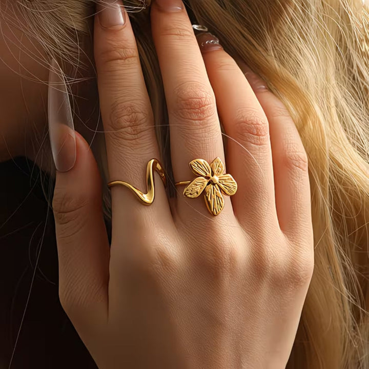 Matte Gold Flower Statement Ring