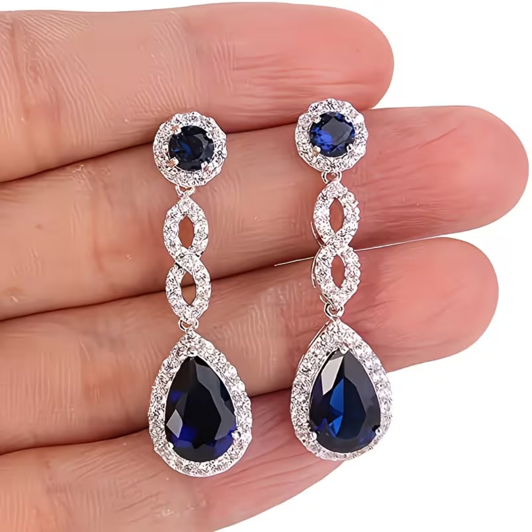 Twisted Pave &amp; Blue Drop Earrings