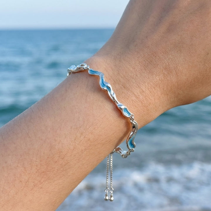 Silver Ocean Wave Bracelet