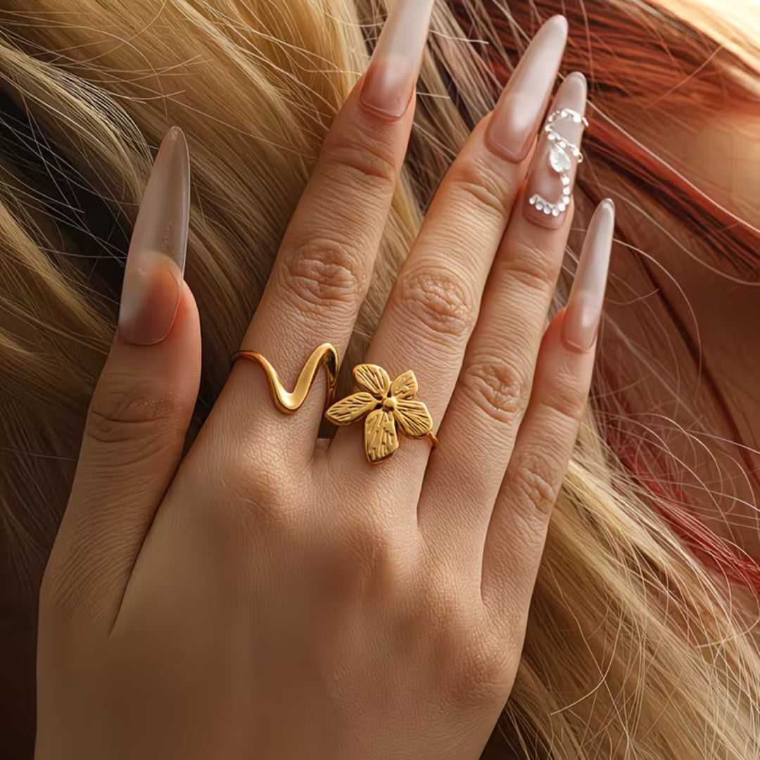 Matte Gold Flower Statement Ring