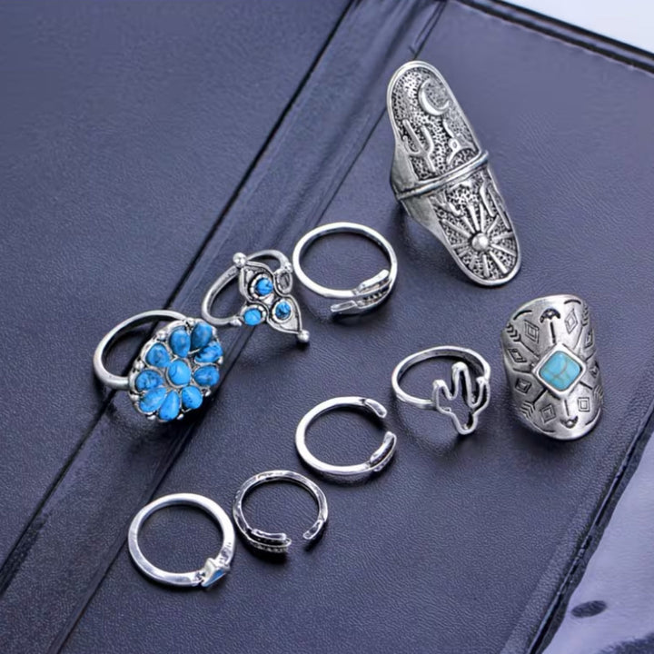 Bohemian Turquoise Rings Set