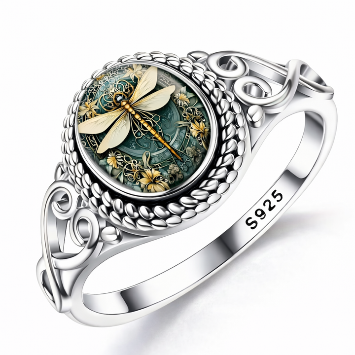 Dragonfly Seal Silver Ring
