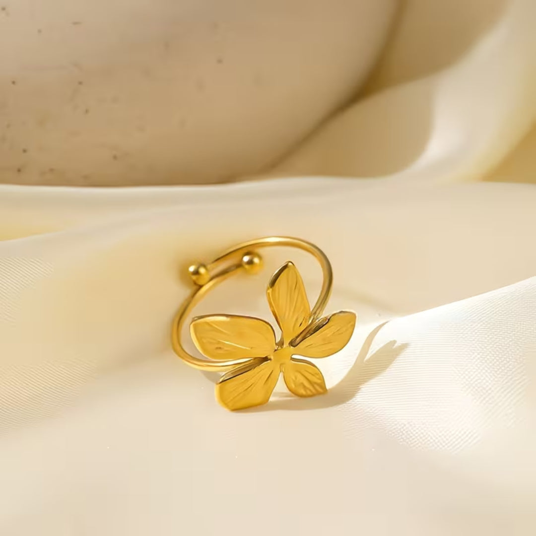 Matte Gold Flower Statement Ring