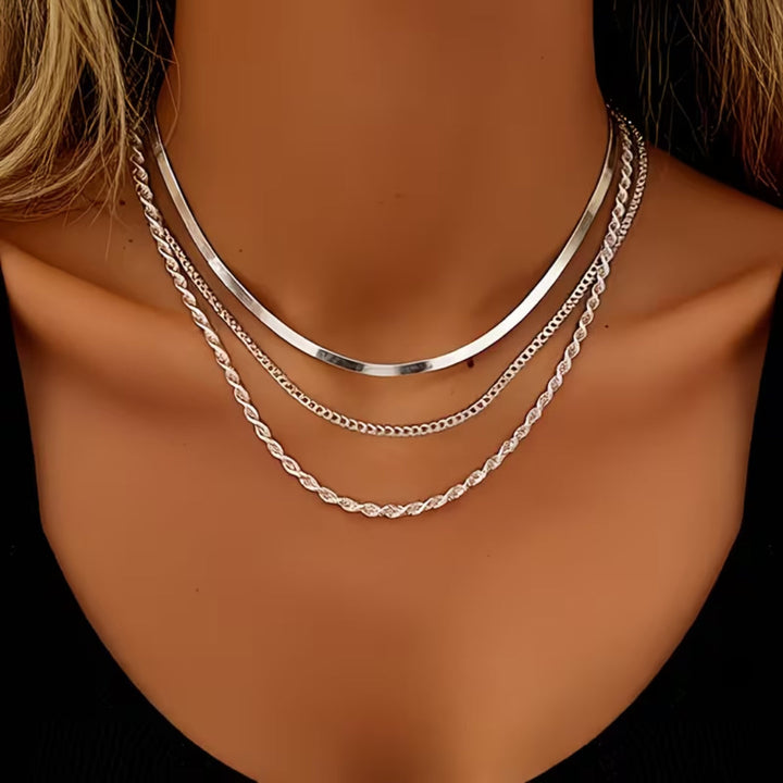 Triple Layer Snake &amp; Rope Necklace